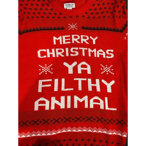 HOME ALONE New "Merry Christmas Ya Filthy Animal" Acrylic? Sweater Size M - Picture 2 of 5